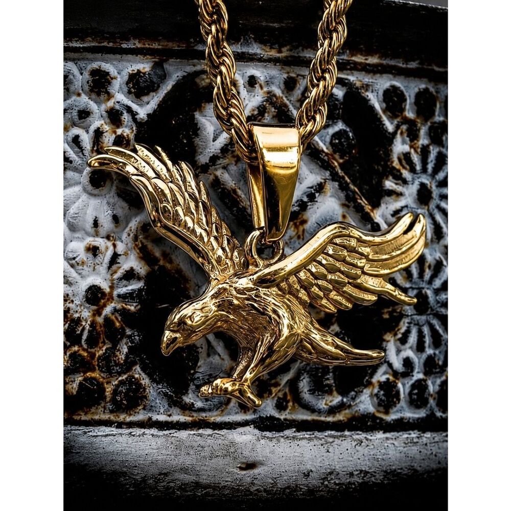 14k Gp Stainless steel Eagle Necklace